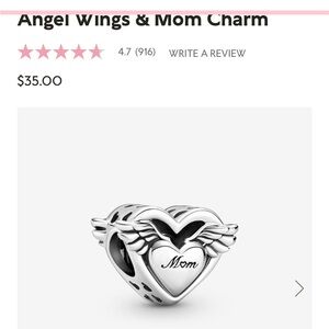 Pandora angel wings and mom charm